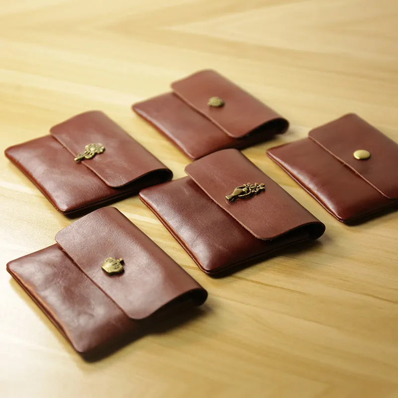 Cute Women Brown Leather Mini Coin Wallet Love Bird Change Wallet For Women