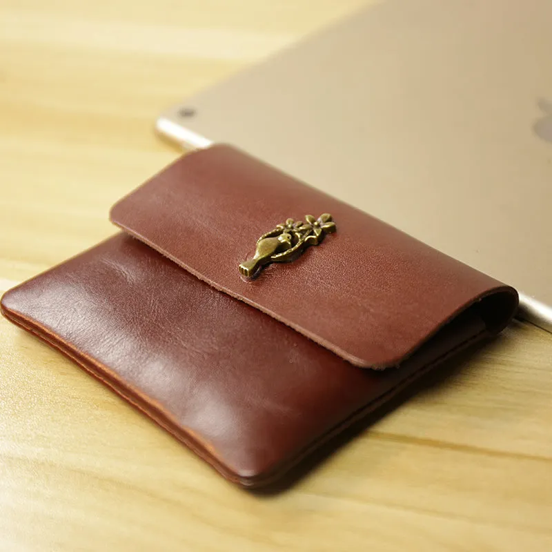 Cute Women Brown Leather Mini Coin Wallet Love Bird Change Wallet For Women