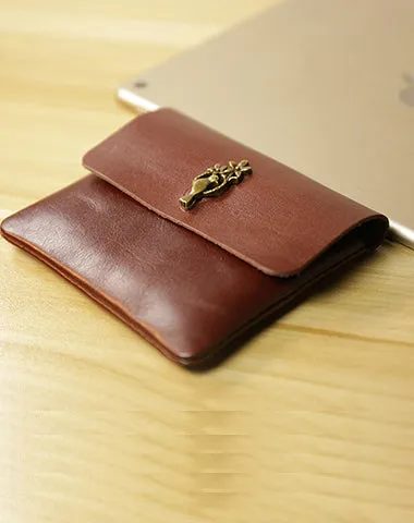 Cute Women Brown Leather Mini Coin Wallet Love Bird Change Wallet For Women
