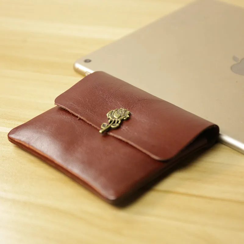 Cute Women Brown Leather Mini Coin Wallet Love Bird Change Wallet For Women