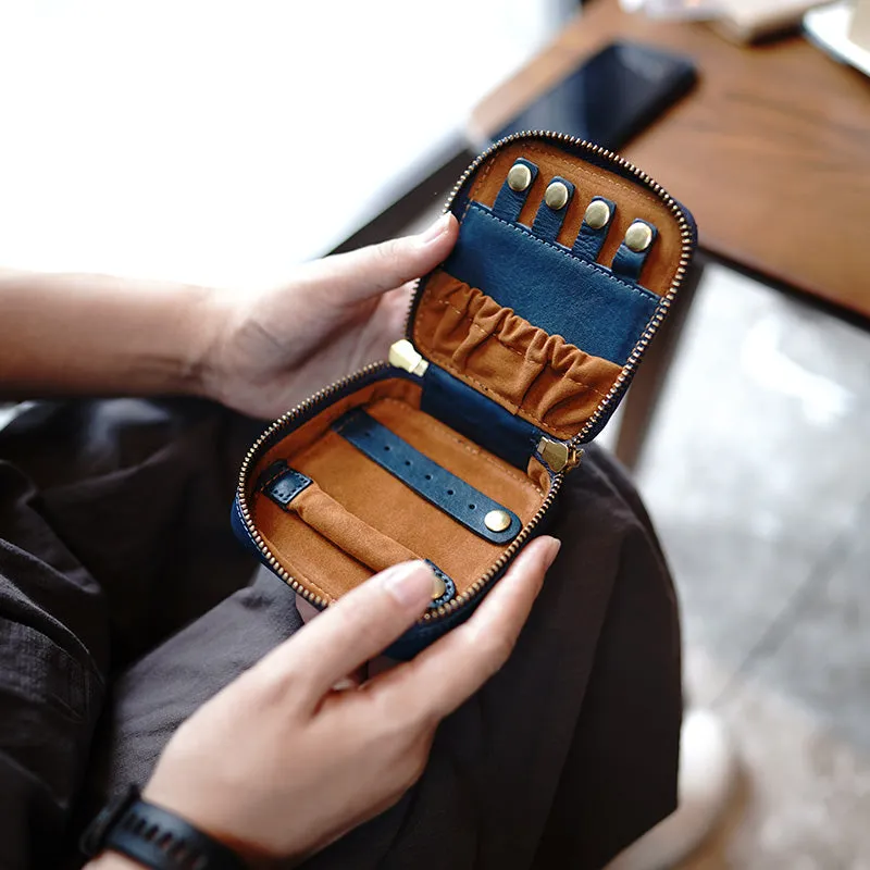 Cute Women Brown Leather Small Jewelry Organizer Mini Jewelry Portable Jewelry Storage Box For Women