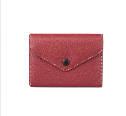 Cute Women Envelope Khaki Leather Small Wallet Billfold Envelope Small Wallet For Ladies