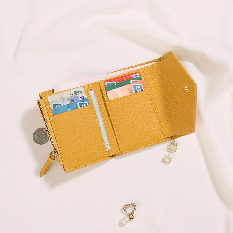 Cute Women Envelope Khaki Leather Small Wallet Billfold Envelope Small Wallet For Ladies