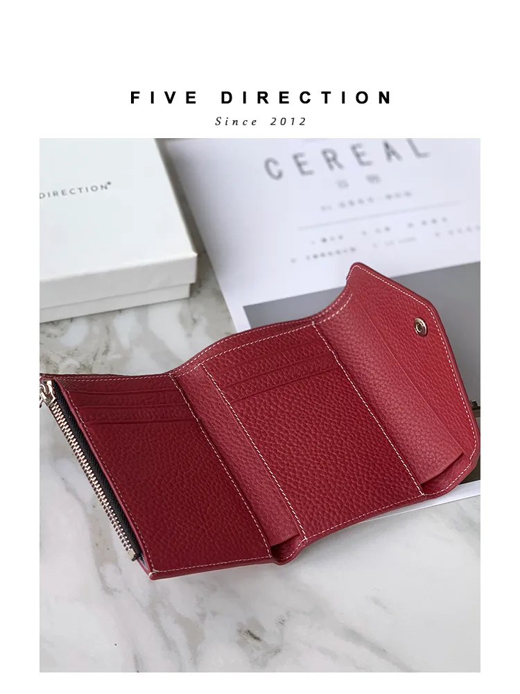 Cute Women Envelope Khaki Leather Small Wallet Billfold Envelope Small Wallet For Ladies