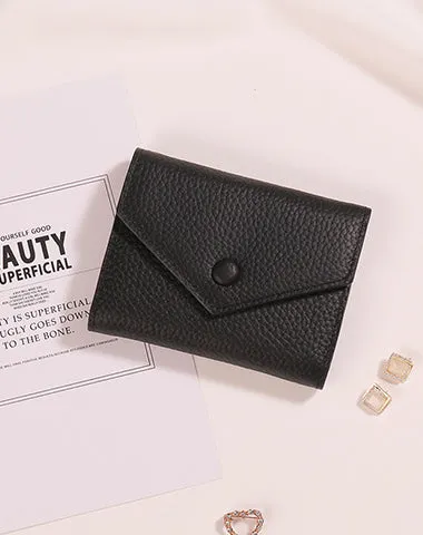 Cute Women Envelope Khaki Leather Small Wallet Billfold Envelope Small Wallet For Ladies