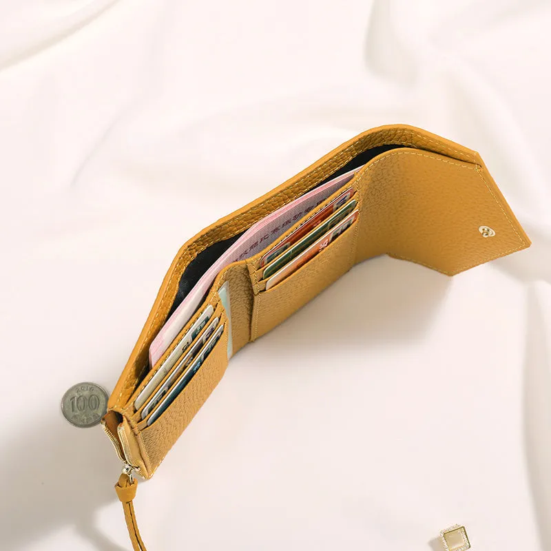 Cute Women Envelope Khaki Leather Small Wallet Billfold Envelope Small Wallet For Ladies