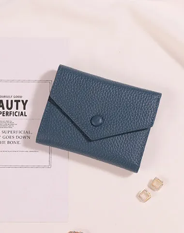 Cute Women Envelope Khaki Leather Small Wallet Billfold Envelope Small Wallet For Ladies