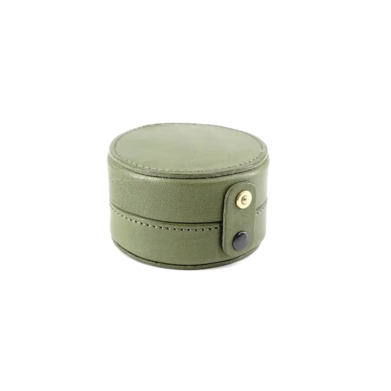 Cute Women Green Leather Round Coin Wallet Box Small Portable Jewelry Storage Box For Women