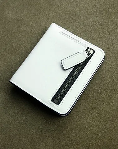 Cute Women Light Black Leather Small Bifold Wallet Billfold Wallet with Coin Pocket For Women