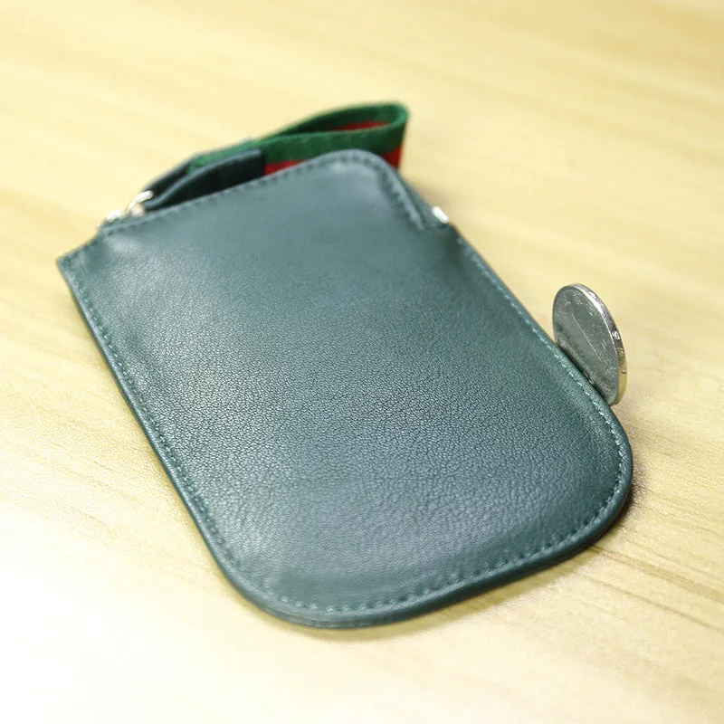 Cute Women Slim Black Leather Mini Zip Coin Wallet Small Zip Change Wallet For Women