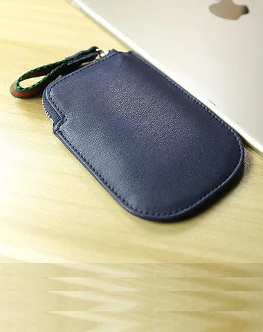 Cute Women Slim Black Leather Mini Zip Coin Wallet Small Zip Change Wallet For Women
