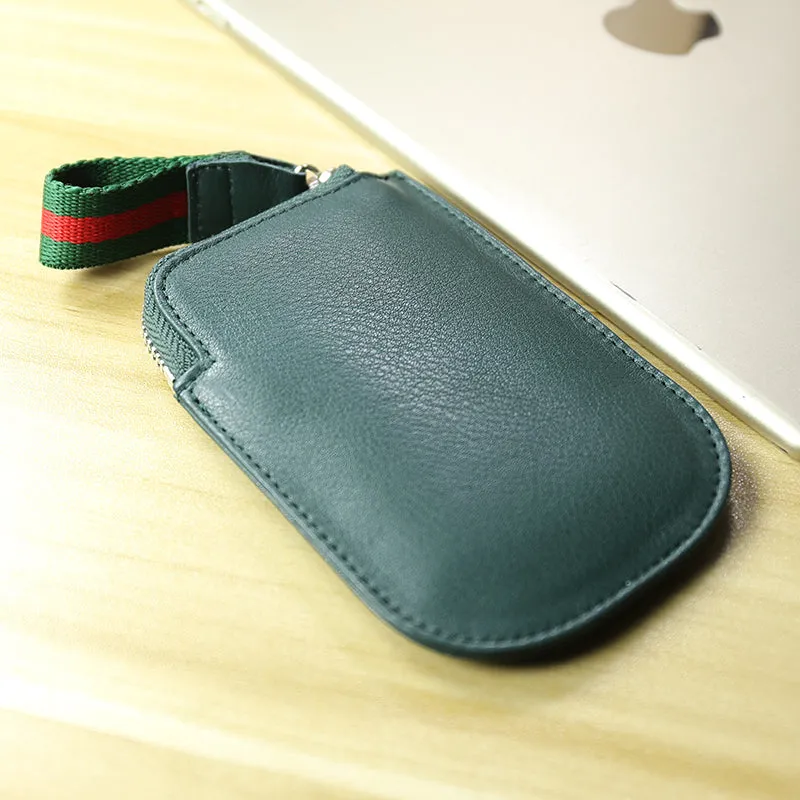 Cute Women Slim Black Leather Mini Zip Coin Wallet Small Zip Change Wallet For Women