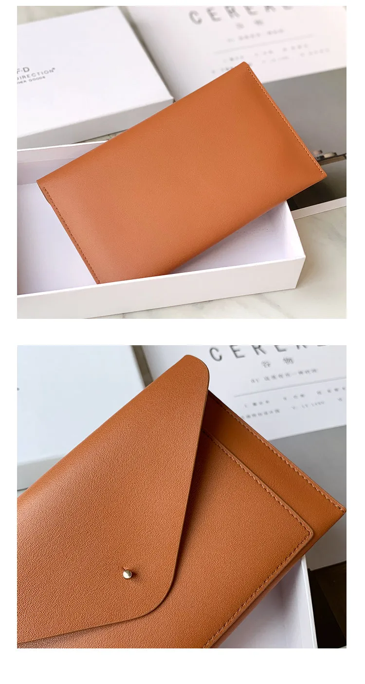 Cute Women White Leather Envelope Clutch Wallet White Slim Large Long Travel Wallet For Women