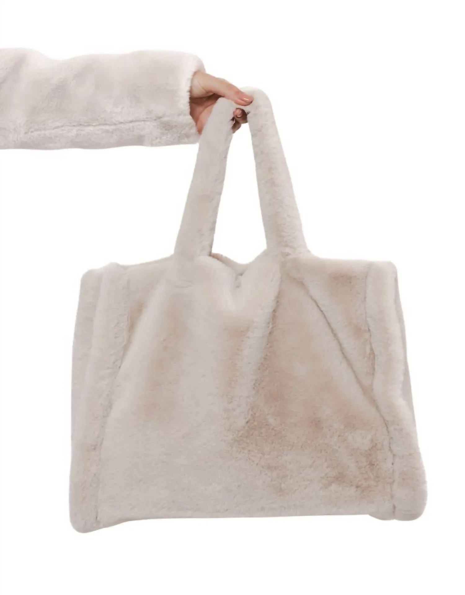 Daan Faux Fur Shopper Birch In Beige