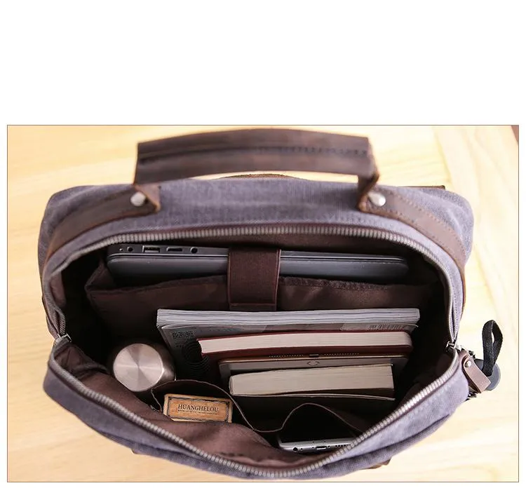 Dark Gray Waxed Canvas Mens Large 15'' Laptop Backpack College Backpack Hiking Backpack for Men
