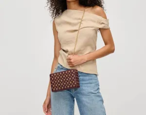 Desi Stud Clutch Bag In Burgundy