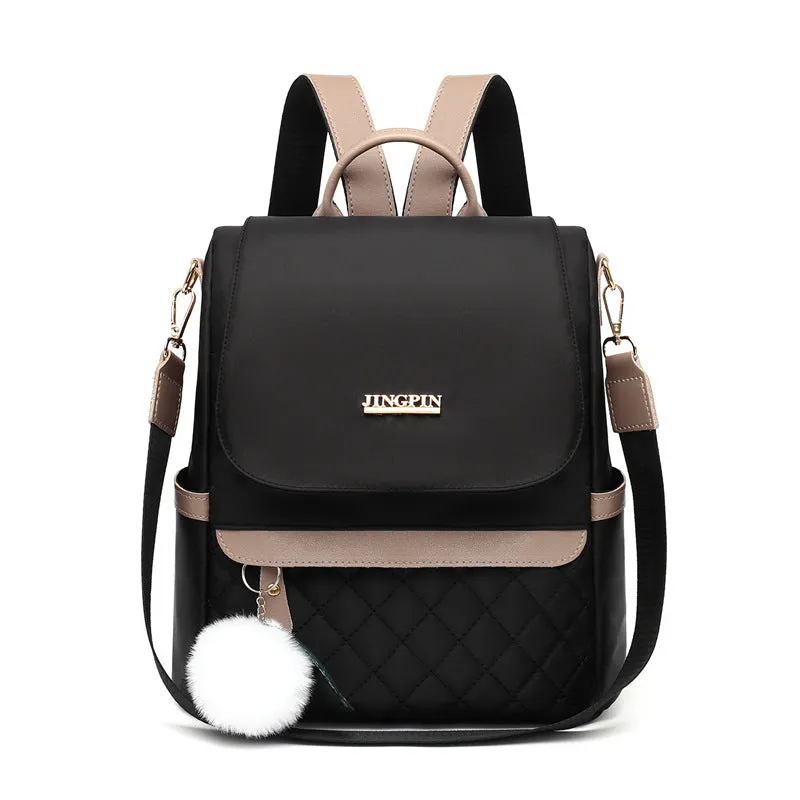 Diamond Pattern Anti-Theft  Canvas Travel Backpack