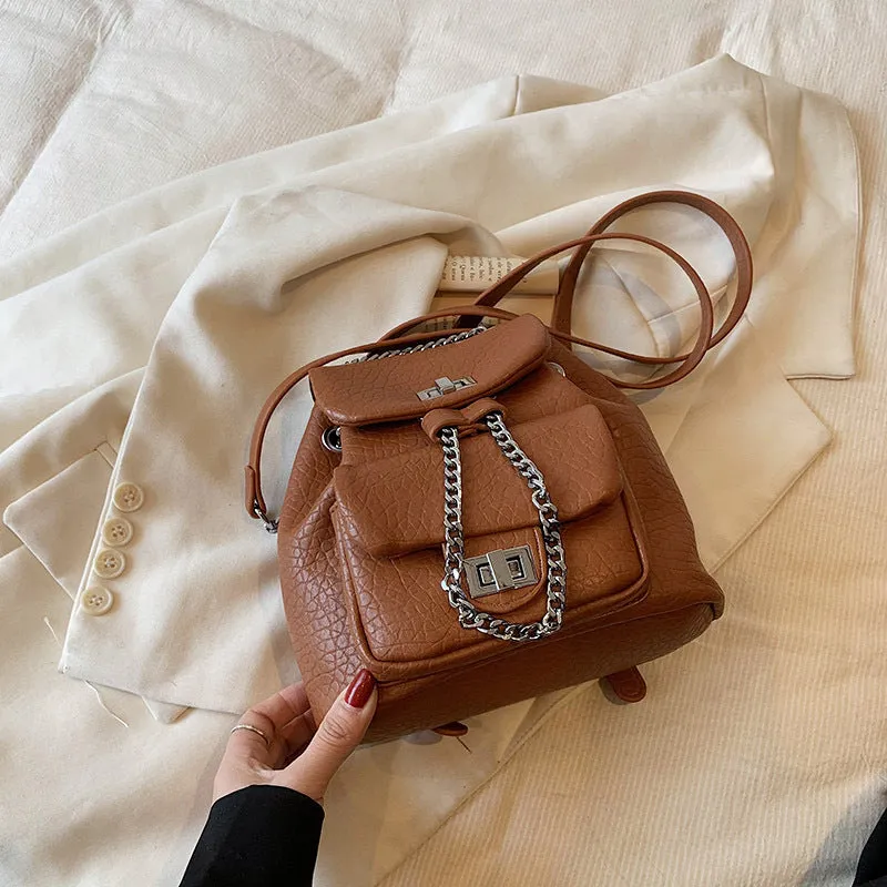 Diamond Pattern  Chain Small Backpack