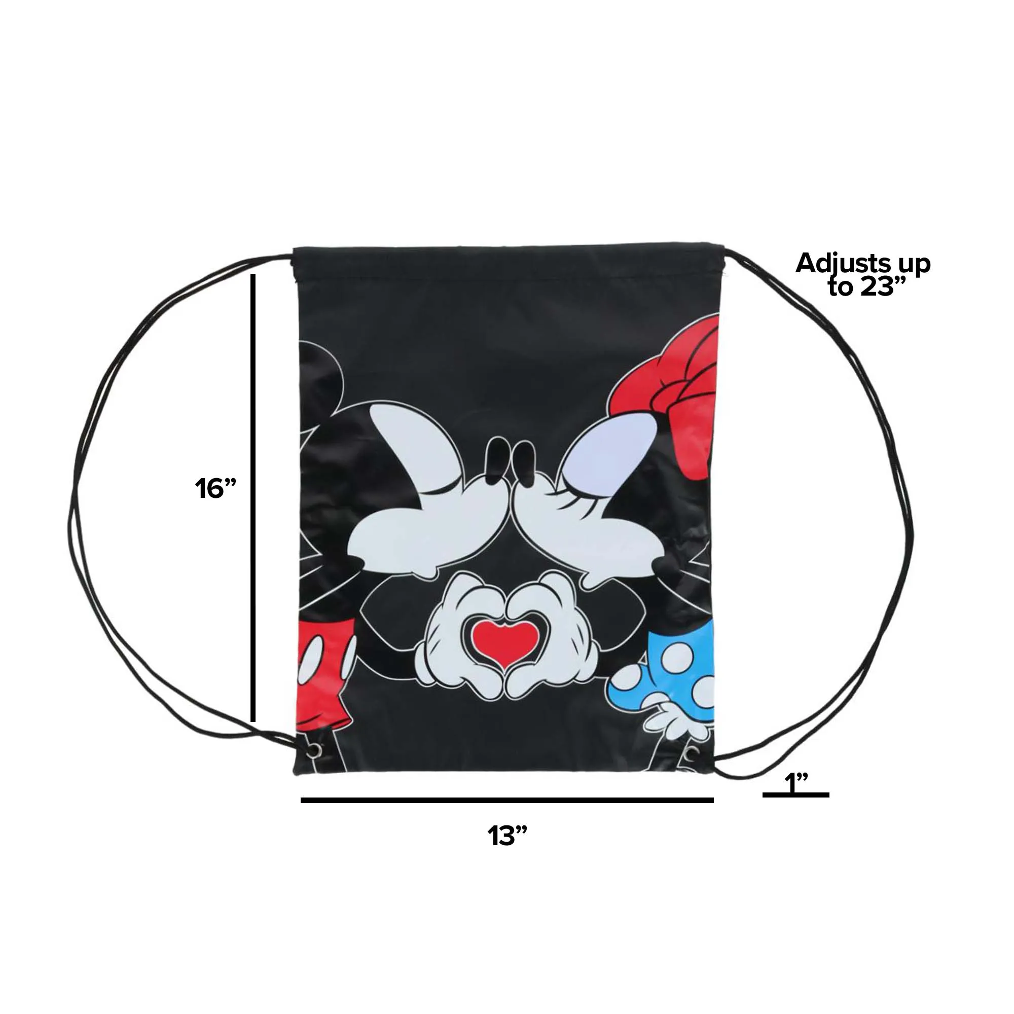 Disney Mickey Minnie Couple Kiss Drawstring Backpack Bag