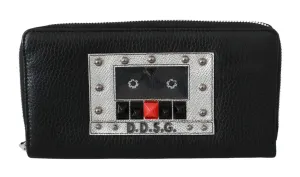 Dolce & Gabbana Elegant Black Leather Zip Continental Wallet
