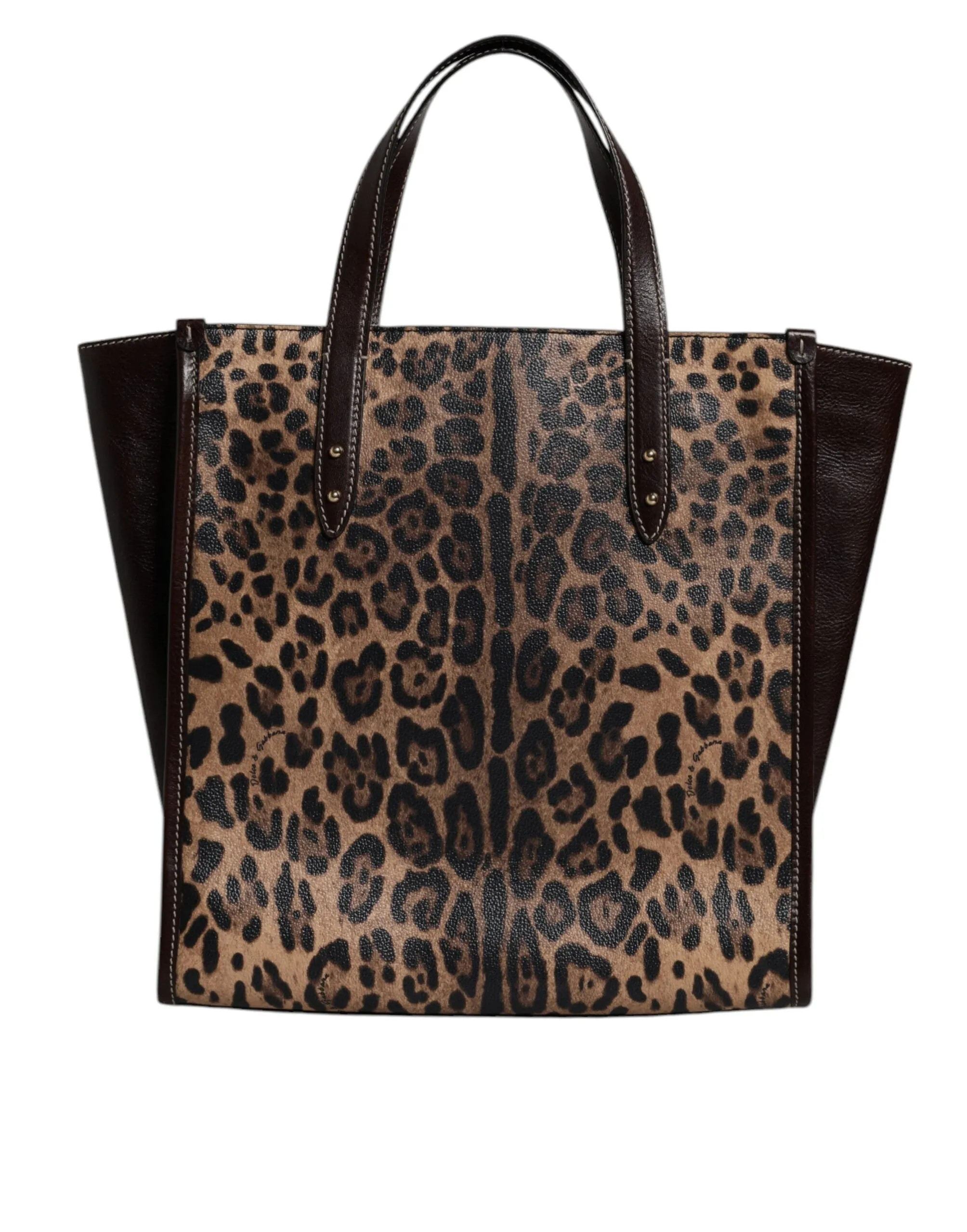 Dolce & Gabbana Leopard Leather Shoulder Strap Tote Women's Bag