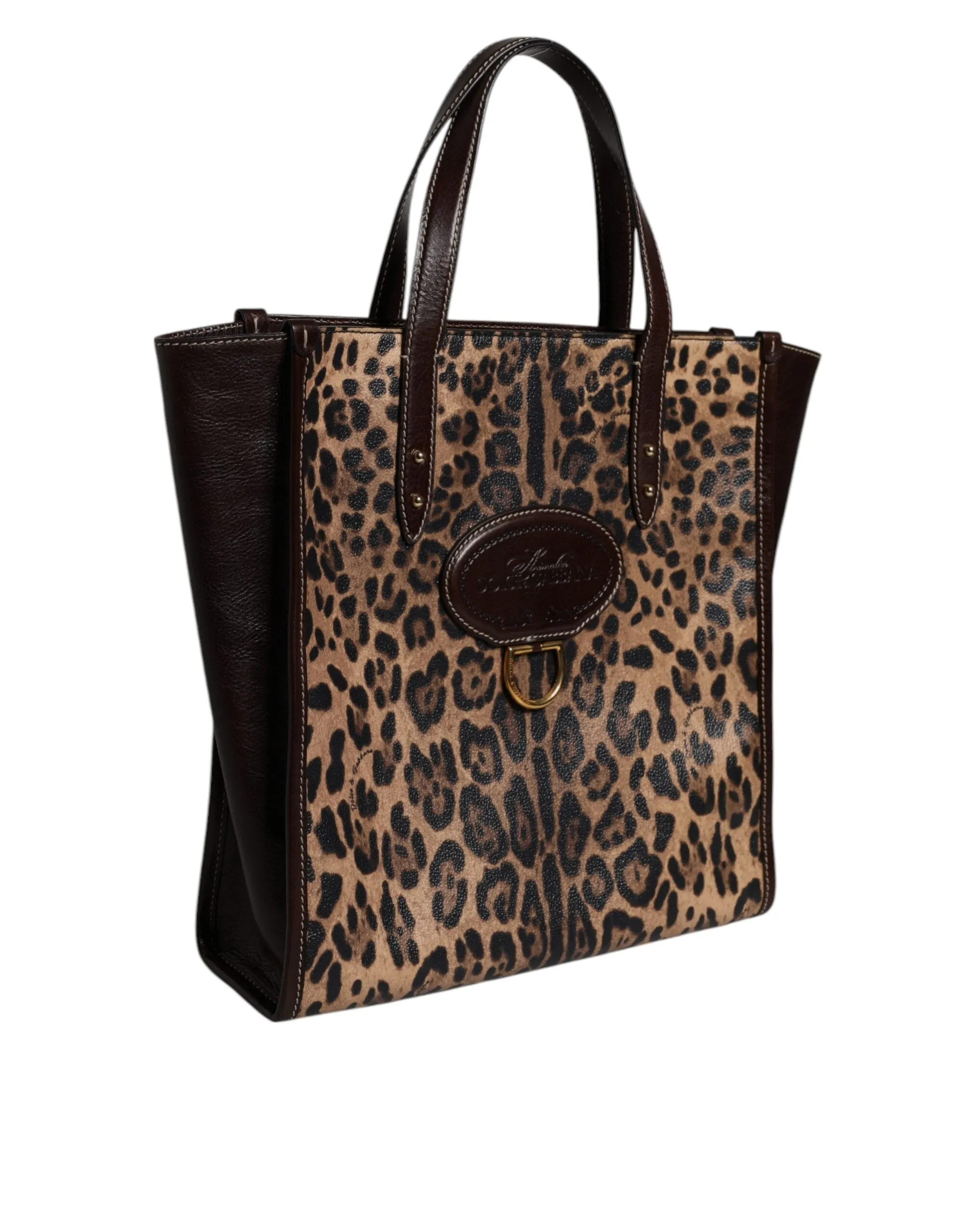 Dolce & Gabbana Leopard Leather Shoulder Strap Tote Women's Bag