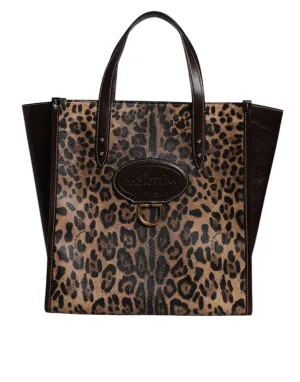 Dolce & Gabbana Leopard Leather Shoulder Strap Tote Women's Bag
