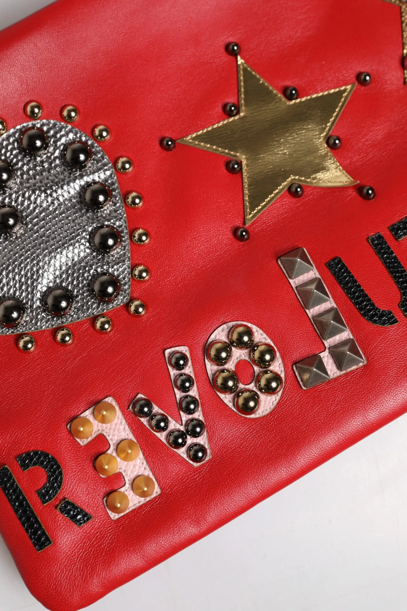 Dolce & Gabbana Revolutions Embellished Leather Clutch Women's Bag