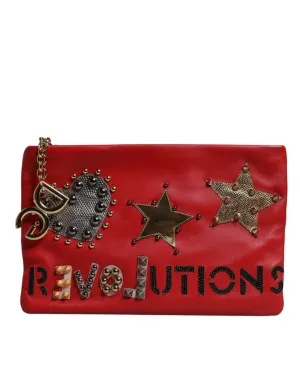 Dolce & Gabbana Revolutions Embellished Leather Clutch Women's Bag