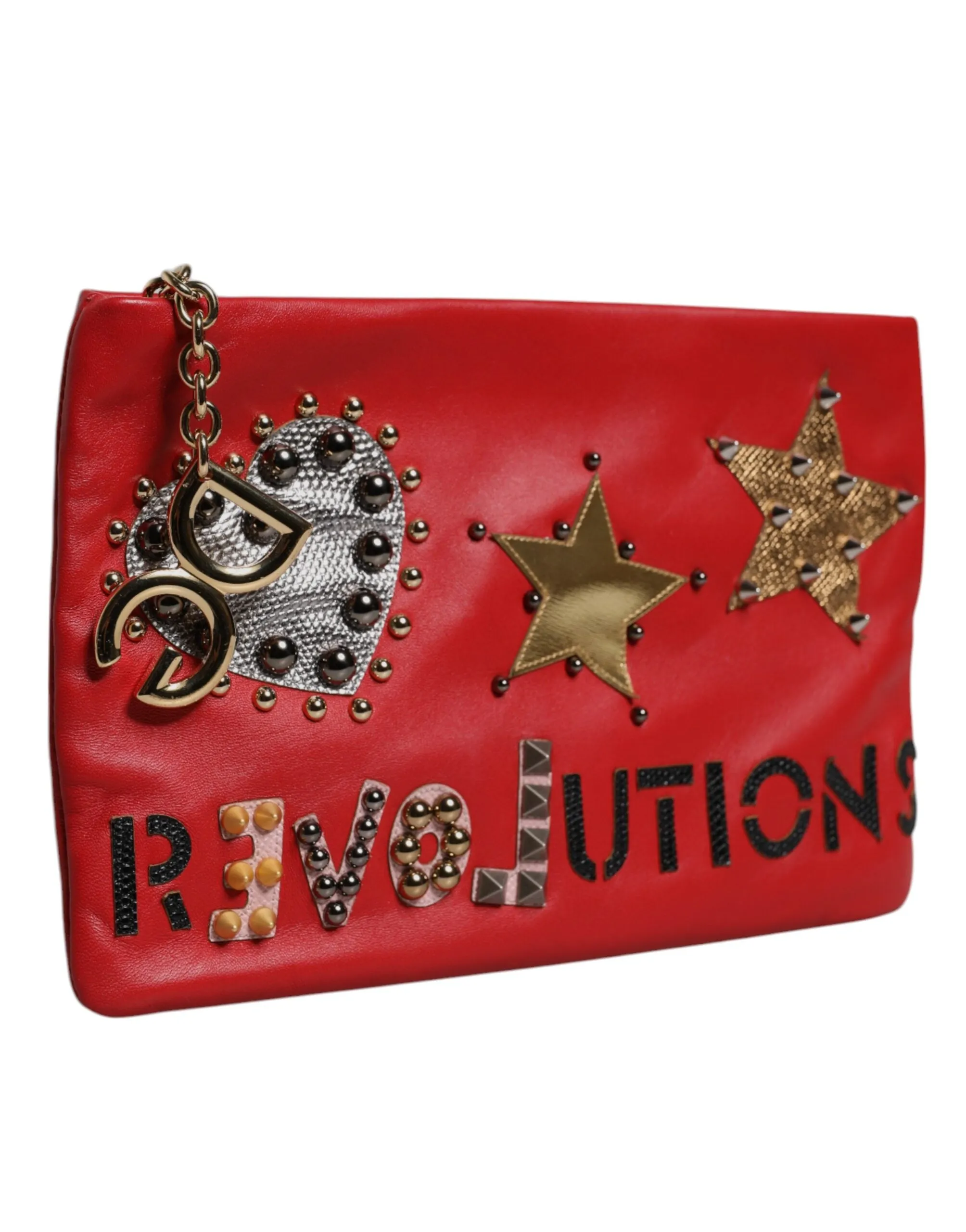 Dolce & Gabbana Revolutions Embellished Leather Clutch Women's Bag