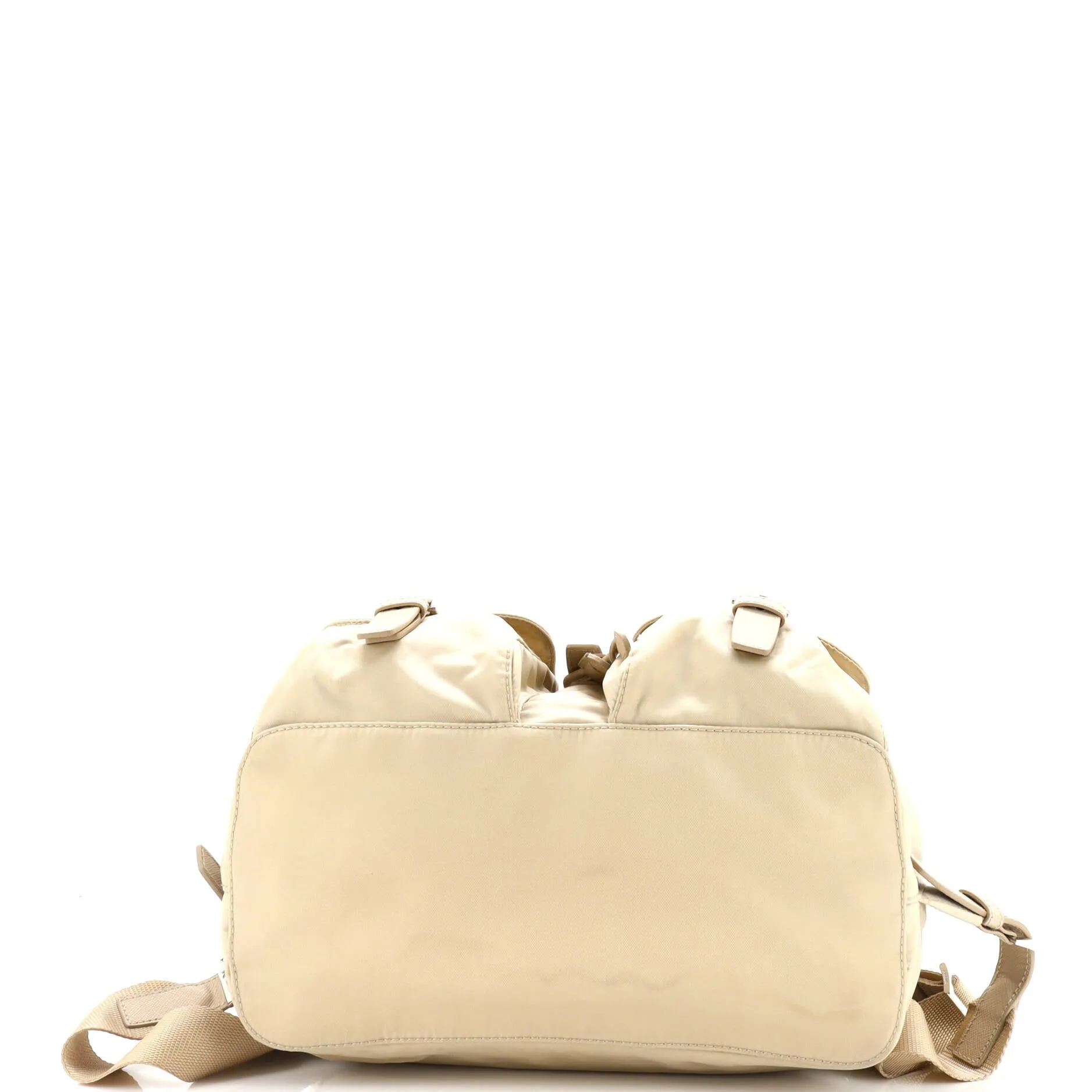 Double Front Pocket Backpack Re-Nylon with Leather Medium
