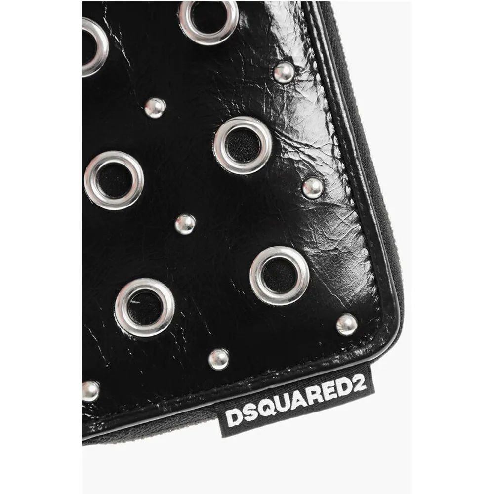 Dsquared Patent Leather Wallett with Decorative Eyelets