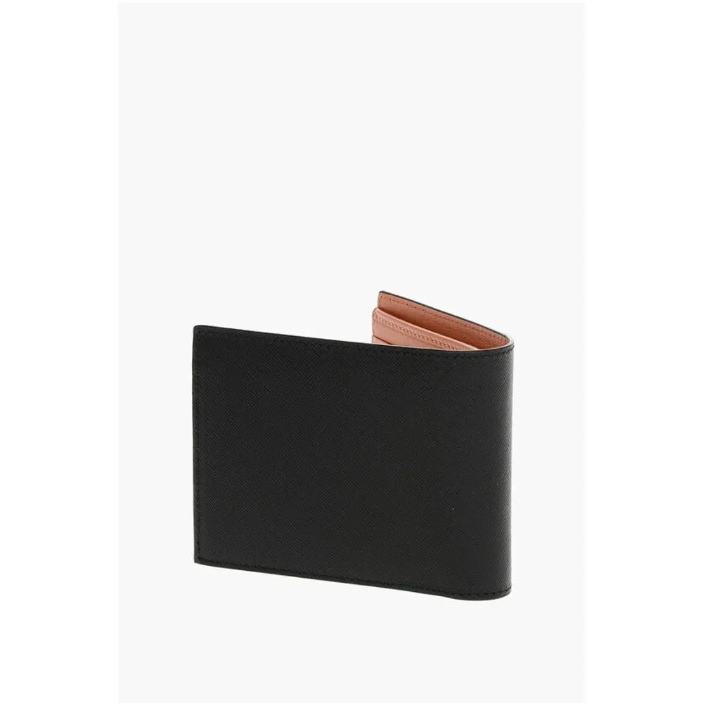 Dsquared Saffiano Leather D2 STATEMENT Wallet with Silver-Tone Detail