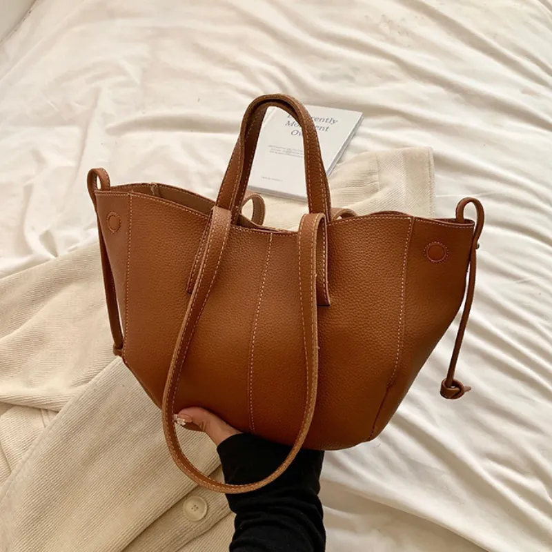 Elegant French Winged Cowhide Tote Bag