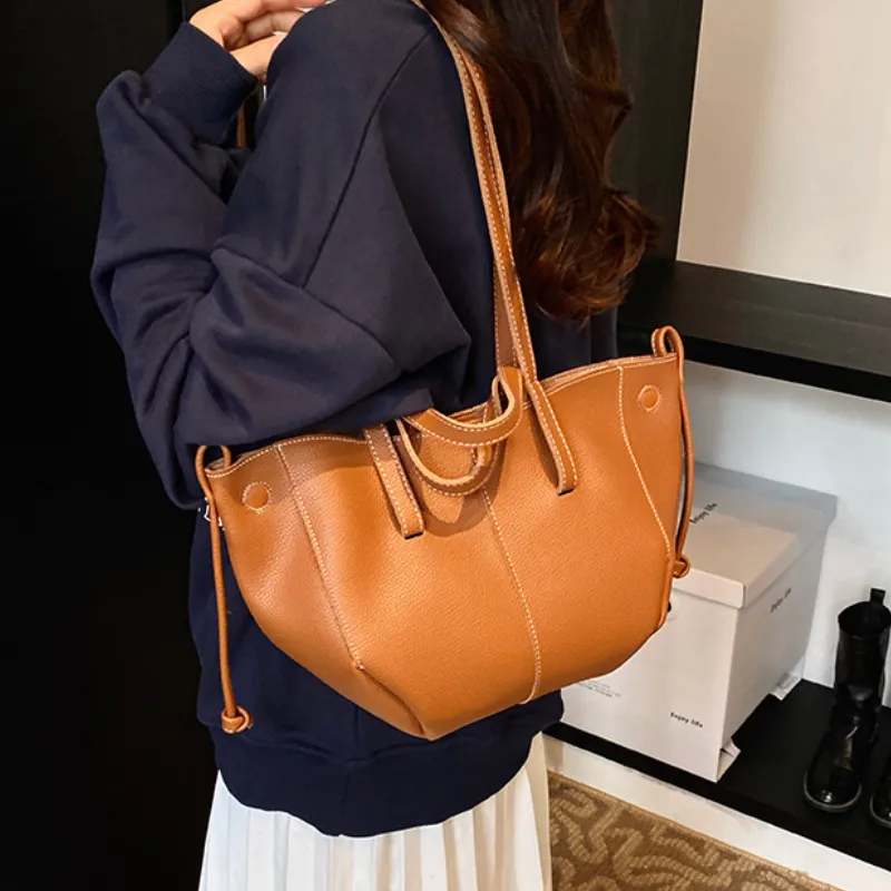 Elegant French Winged Cowhide Tote Bag