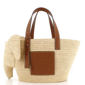 Elephant Basket Tote Raffia Small