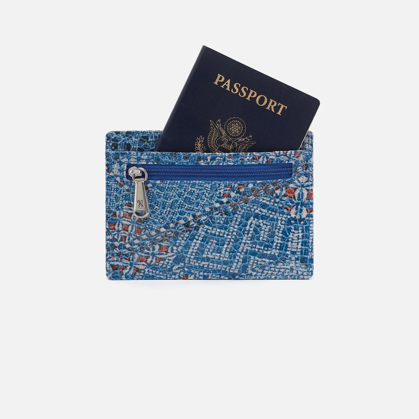 Euro Slide Card Case In Printed Leather - Boho Bandana