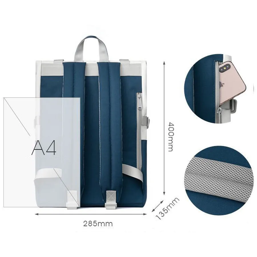 Expandable Roll Top Laptop College Slim Casual Backpack