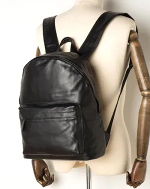 Fashion Black Mens Leather 13-inch Computer Backpacks Cool Travel Backpacks School Backpacks for men