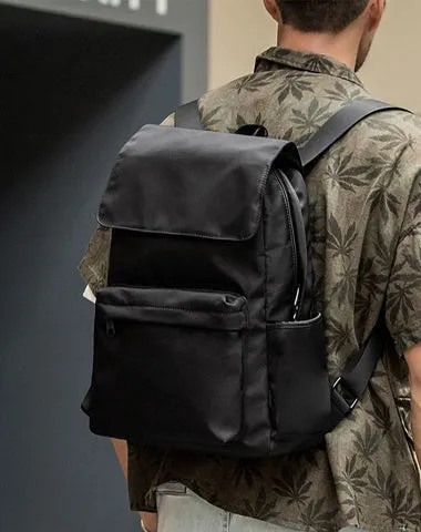 Fashion Black Mens Nylon Backpack Travel Backpacks 15???? Laptop Backpack College Bag for men