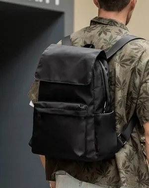 Fashion Black Mens Nylon Backpack Travel Backpacks 15???? Laptop Backpack College Bag for men
