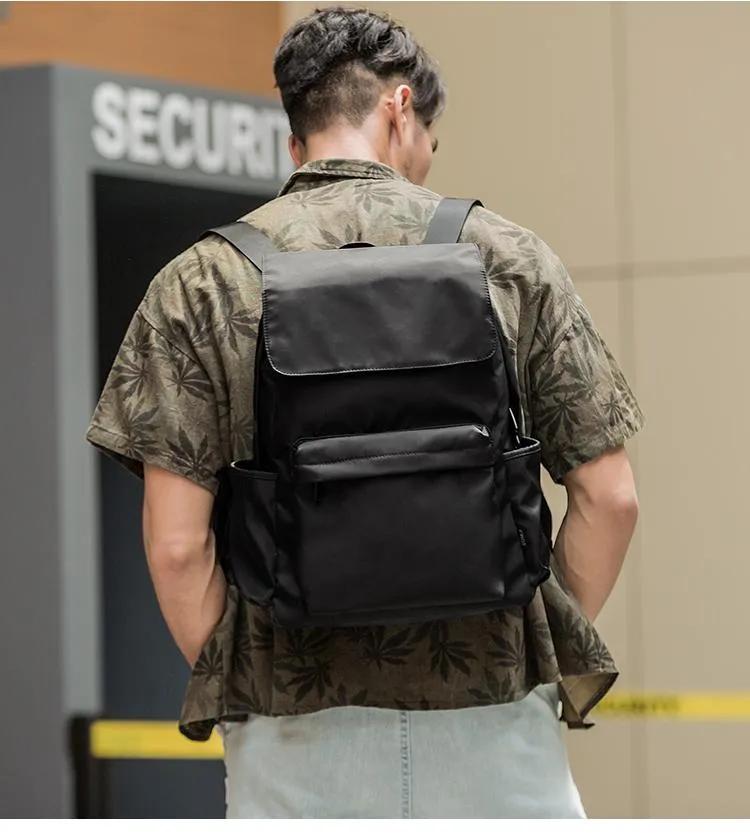 Fashion Black Mens Nylon Backpack Travel Backpacks 15???? Laptop Backpack College Bag for men