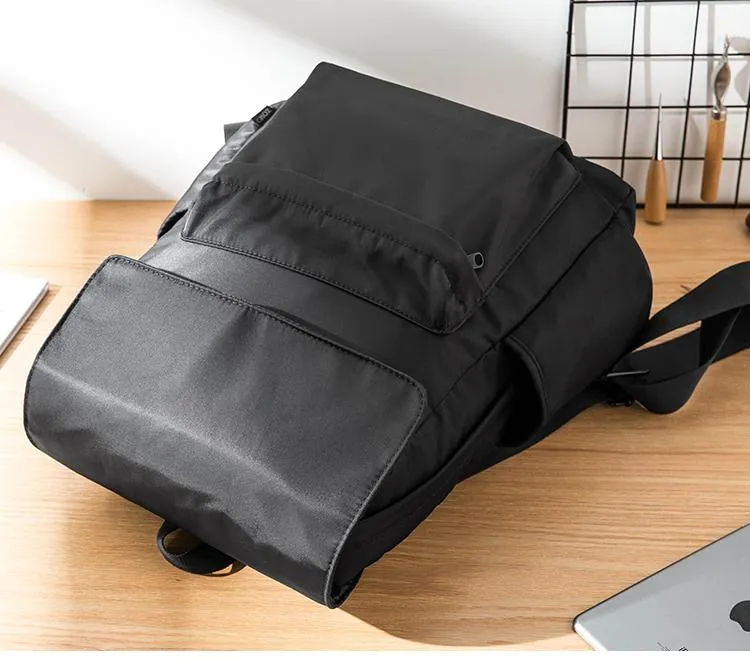 Fashion Black Mens Nylon Backpack Travel Backpacks 15???? Laptop Backpack College Bag for men