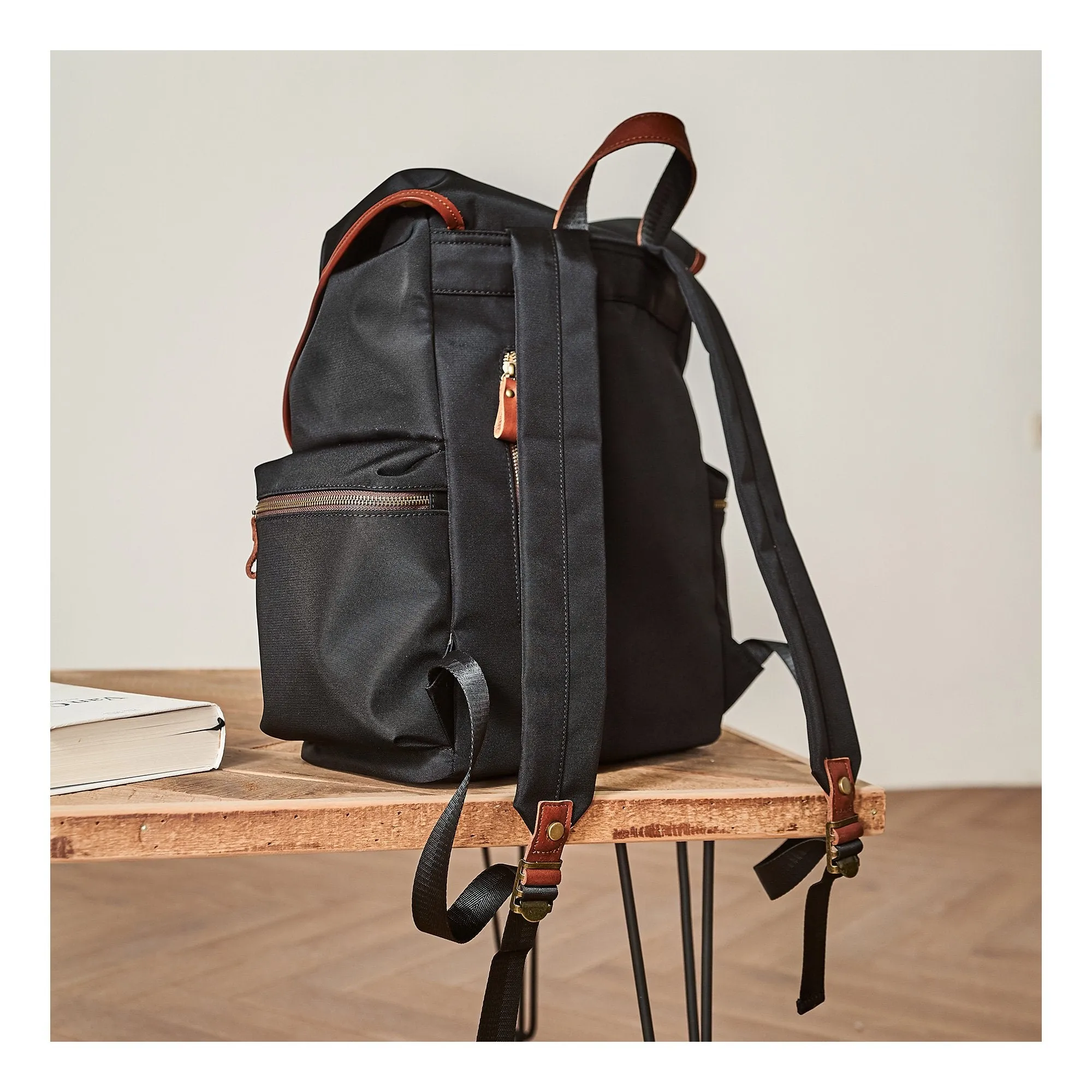 Fashion Black Nylon Leather Mens Backpack Nylon Travel Backpack Green Nylon School Backpack for Men
