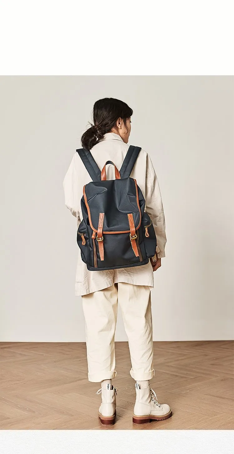 Fashion Black Nylon Leather Mens Backpack Nylon Travel Backpack Green Nylon School Backpack for Men