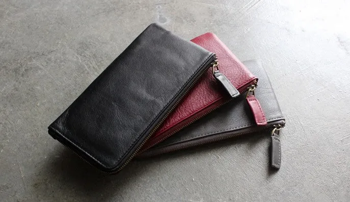 Fashion LEATHER Womens Long Clutch Wallet Zipper Slim Long Wallet FOR Women