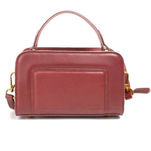 Fashion Womens Leather Red Satchel Handbag Leather Shoulder Bag Square Crossbody Bag Purse