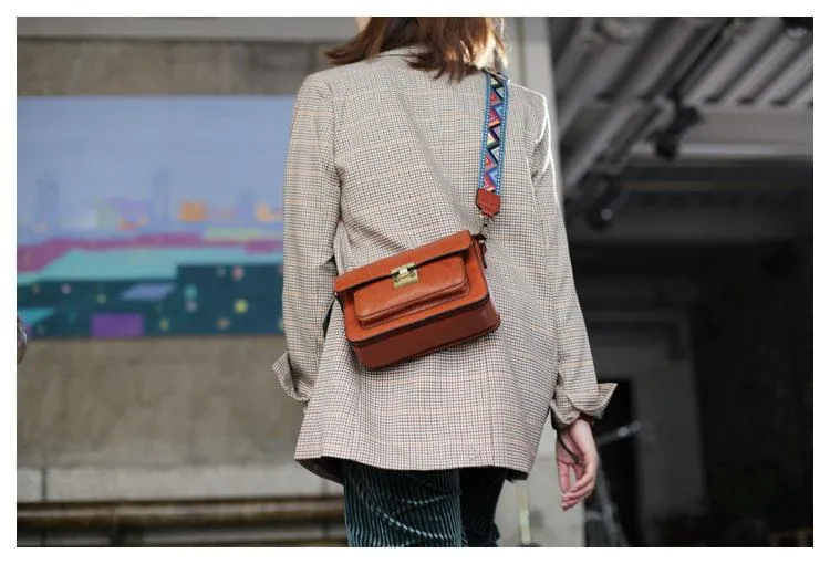Fashion Womens Small Brown Leather Satchel Shoulder Bag Wider Strap Crossbody Bag