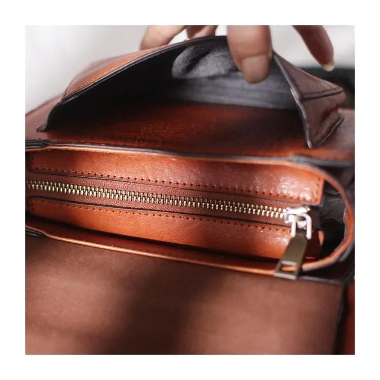 Fashion Womens Small Brown Leather Satchel Shoulder Bag Wider Strap Crossbody Bag