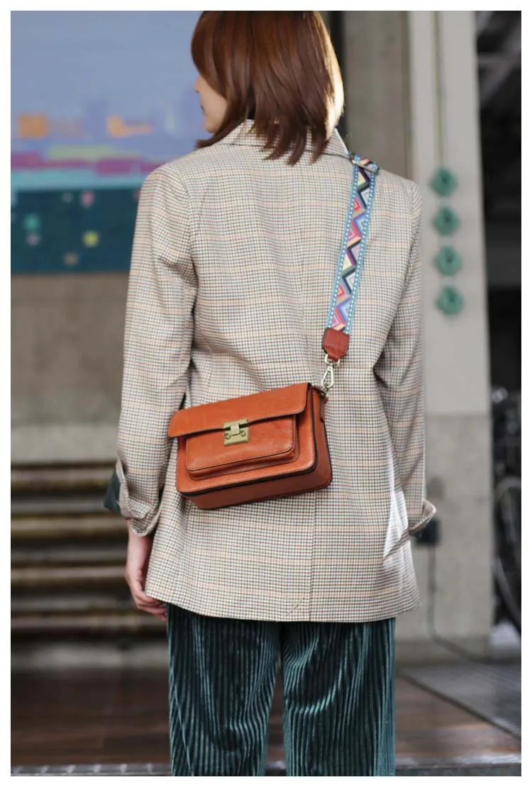 Fashion Womens Small Brown Leather Satchel Shoulder Bag Wider Strap Crossbody Bag